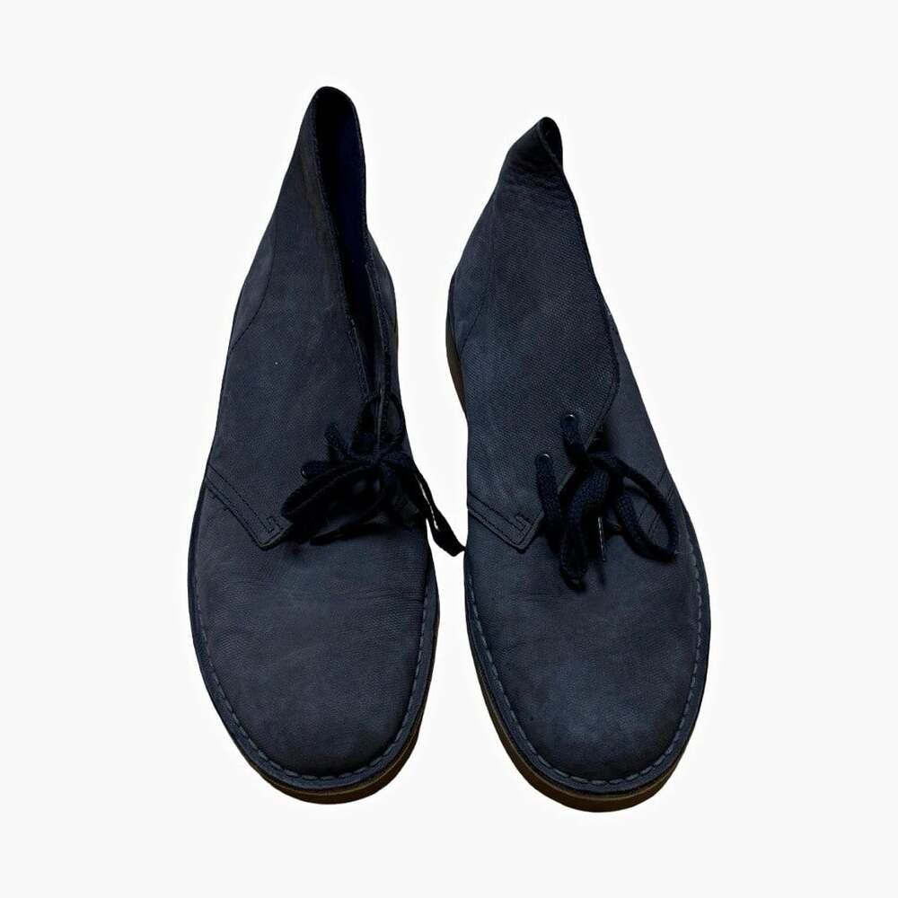 Clarks Men’s Blue Suede Chukka Ankle Boots Lace-Up Round Toe US 10 M